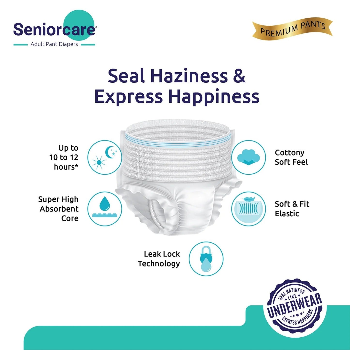 SeniorCare Premium Adult Pull Up Diaper Pants - L-XL (Waist 35"-55") - 40 Count