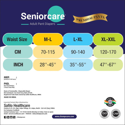 SeniorCare Premium Adult Pull Up Diaper Pants - L-XL (Waist 35"-55") - 40 Count