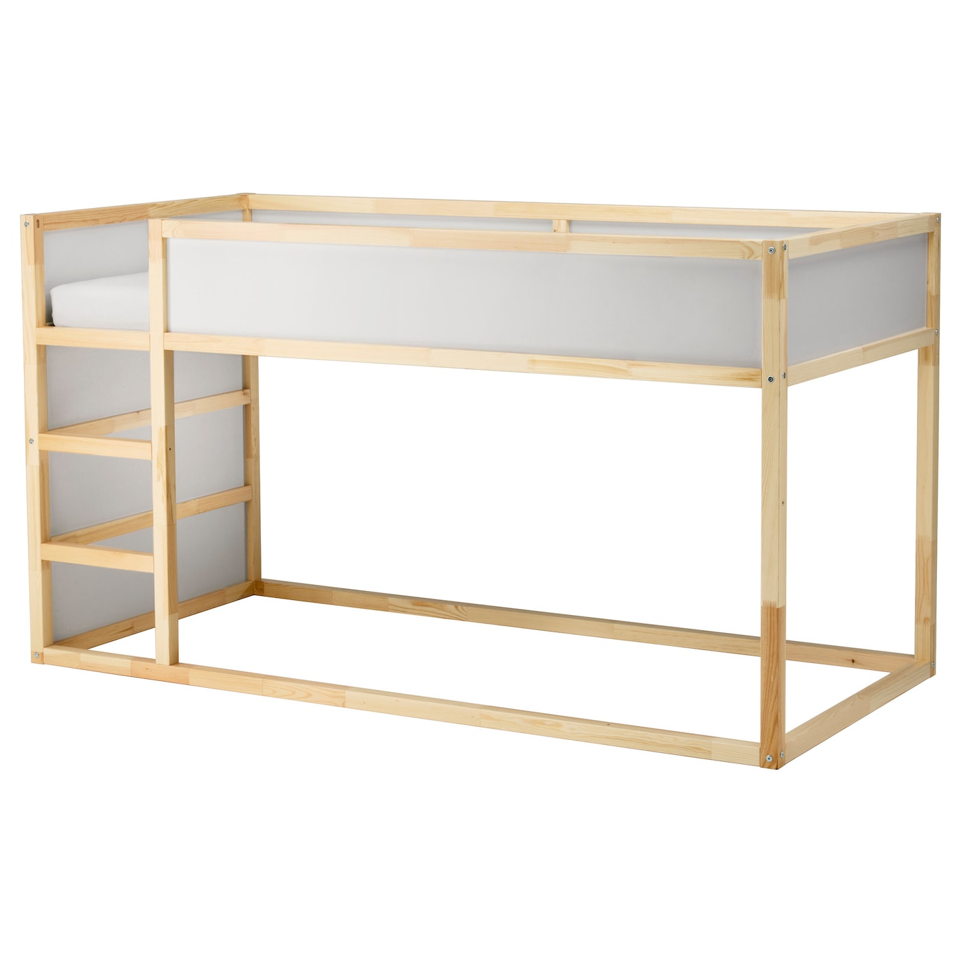 VITVAL Loft bed frame, white/light grey, 90x200 cm
