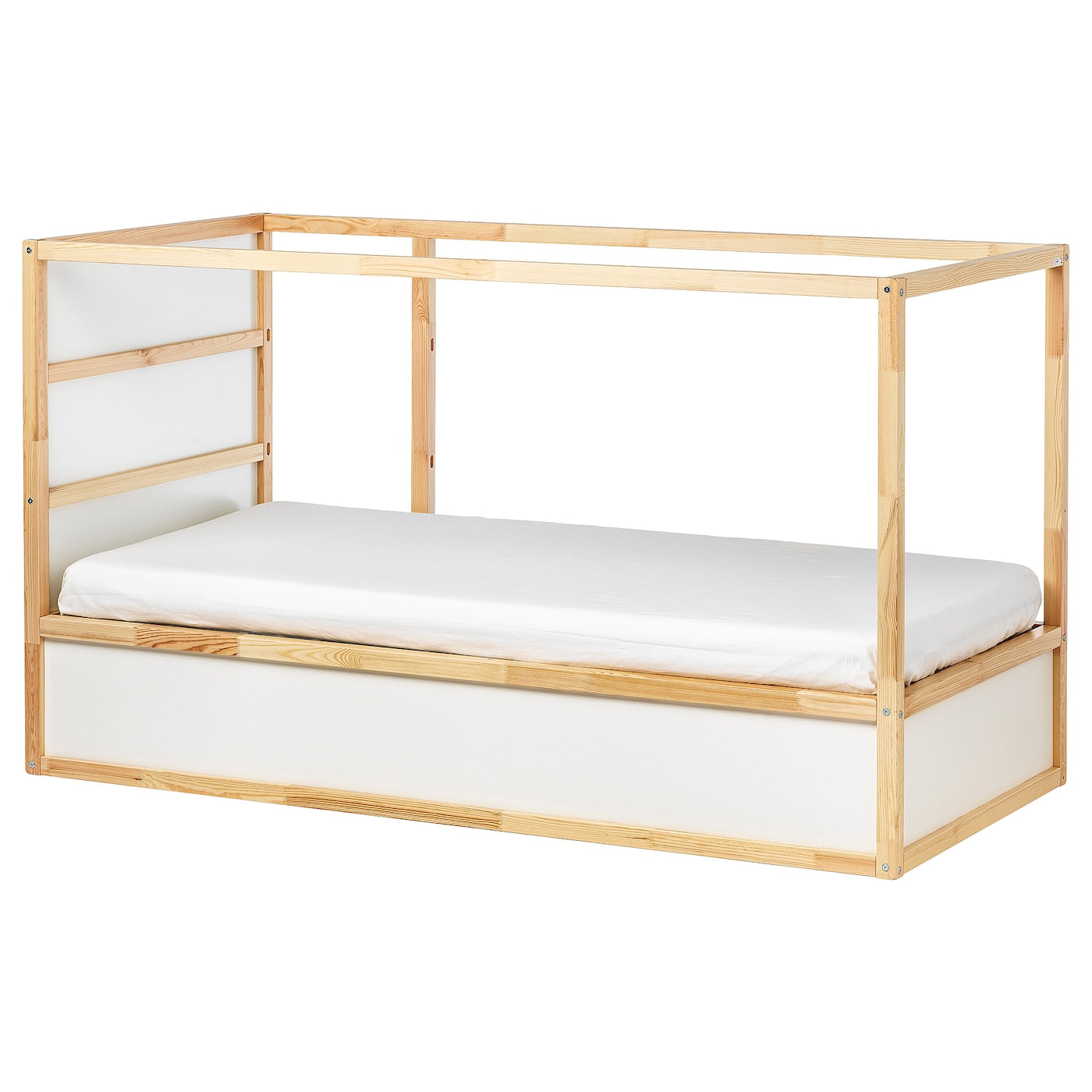 VITVAL Loft bed frame, white/light grey, 90x200 cm