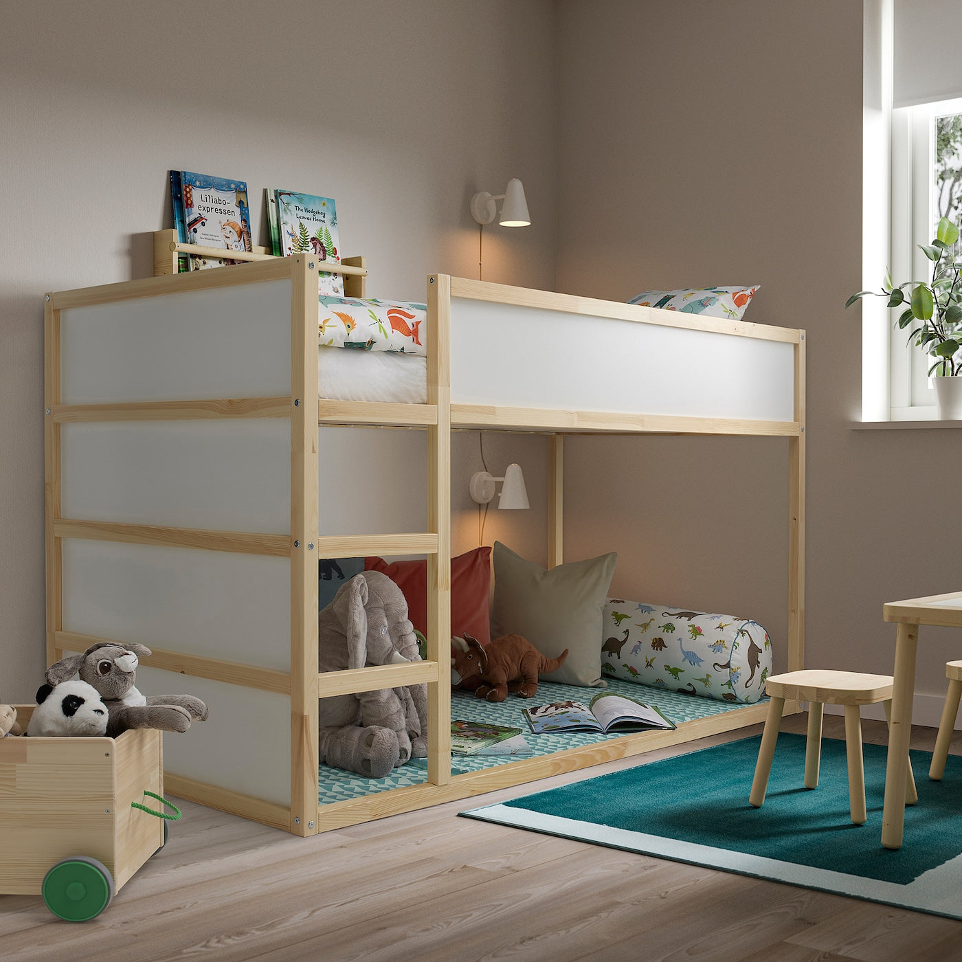 VITVAL Loft bed frame, white/light grey, 90x200 cm