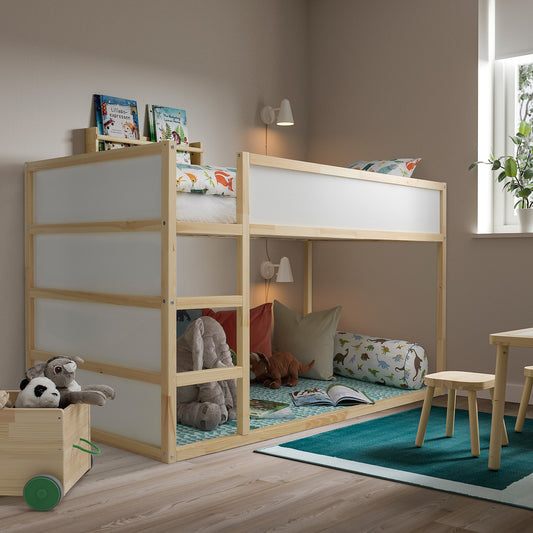 VITVAL Loft bed frame, white/light grey, 90x200 cm