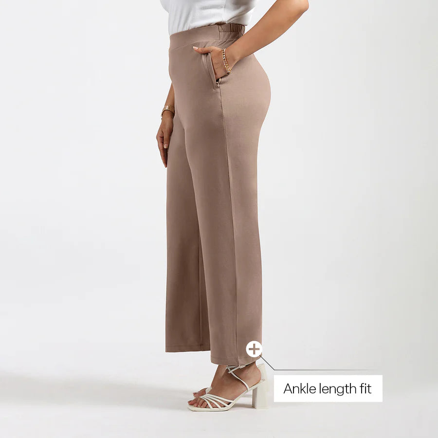 AM:PM Cotton Wide Legged Pants (Barkha Brown Mocha)