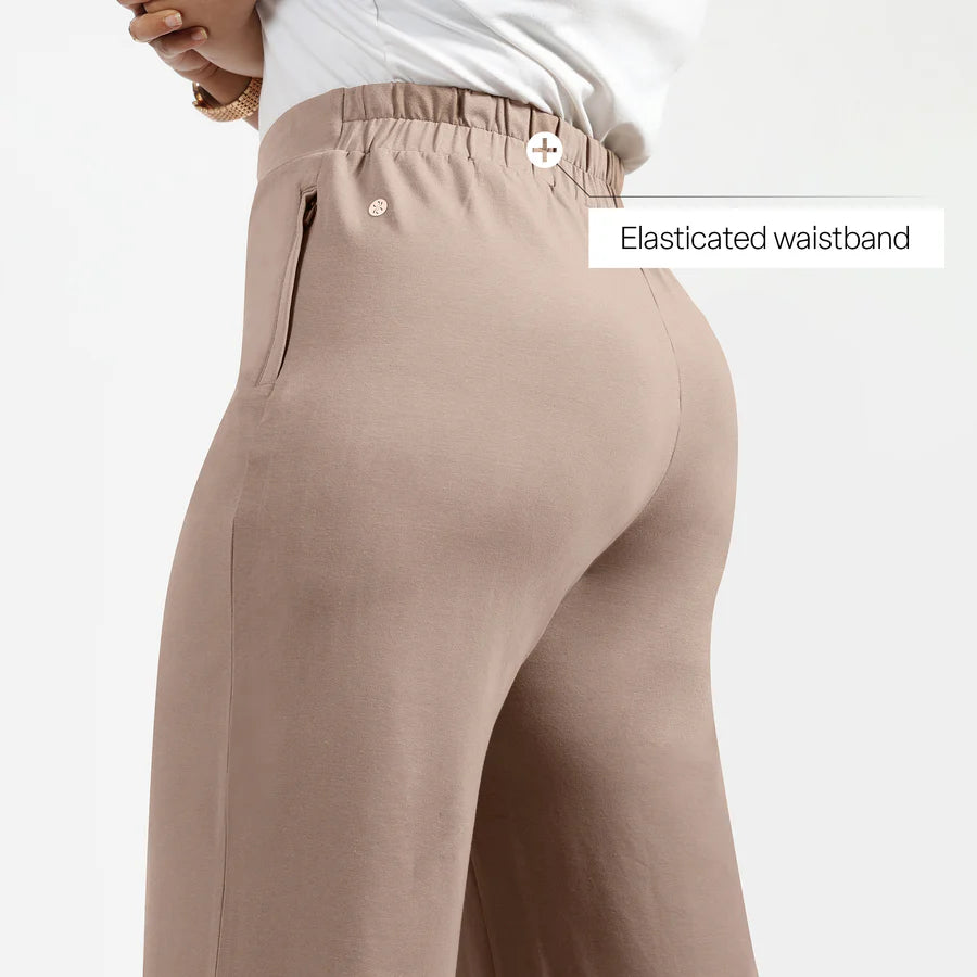 AM:PM Cotton Wide Legged Pants (Barkha Brown Mocha)