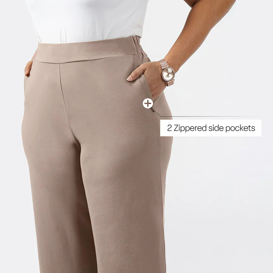 AM:PM Cotton Wide Legged Pants (Barkha Brown Mocha)