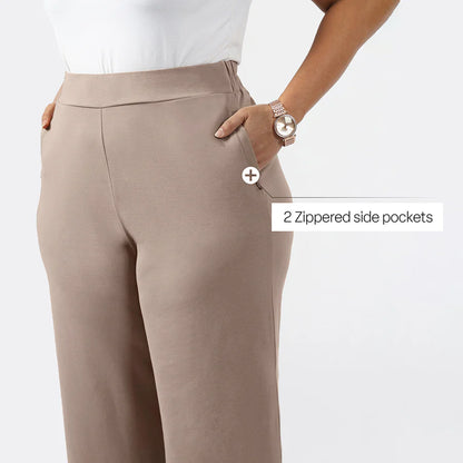 AM:PM Cotton Wide Legged Pants (Barkha Brown Mocha)