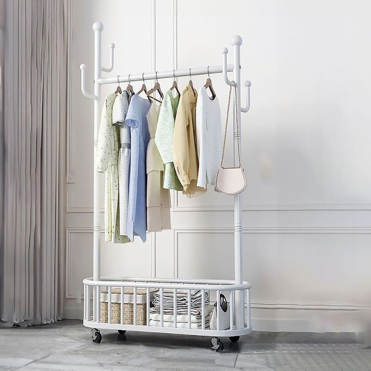 Cloth Rack With Basket Storage 80cm - White