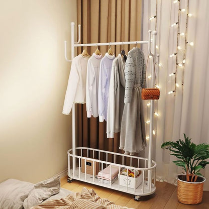 Cloth Rack With Basket Storage 80cm - White