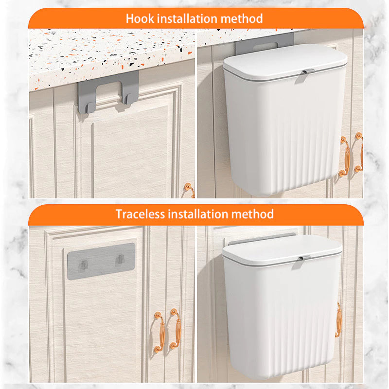 Wall Mounted Trash Can - White
