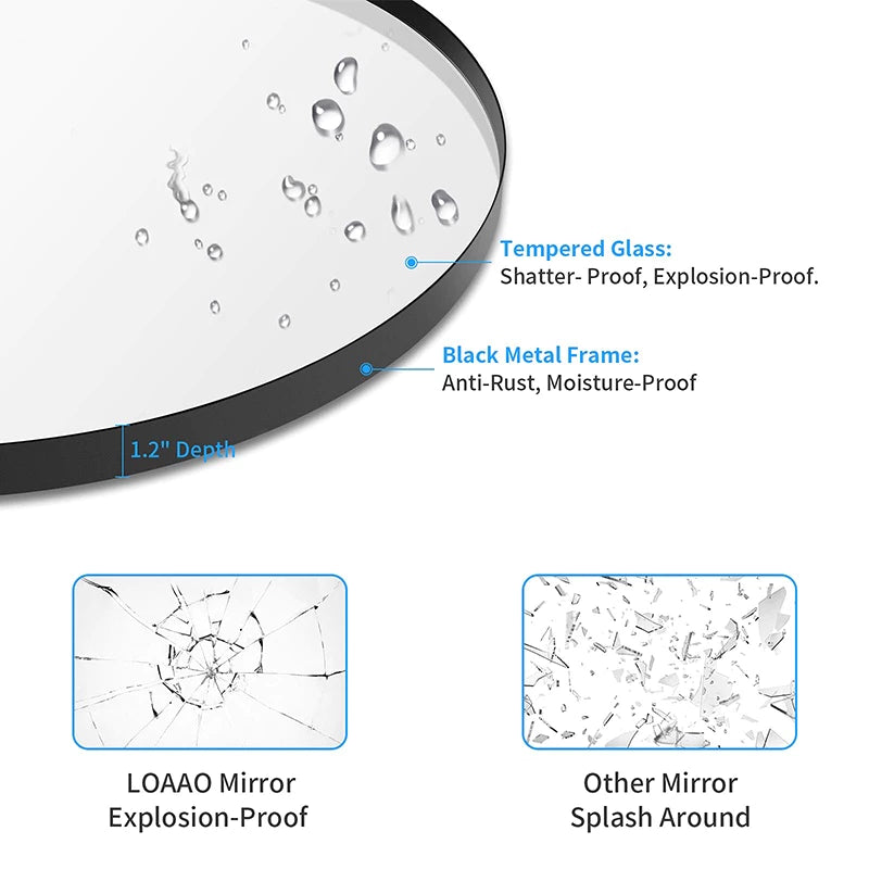 Round Bathroom Mirror -WH - 50 - Shelf