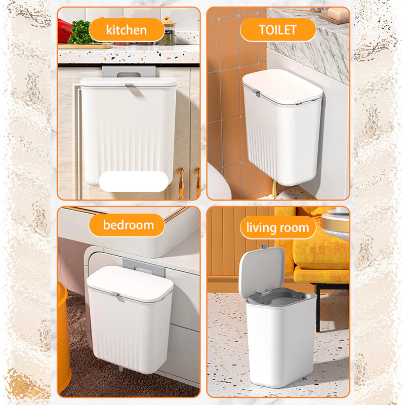 Wall Mounted Trash Can - White