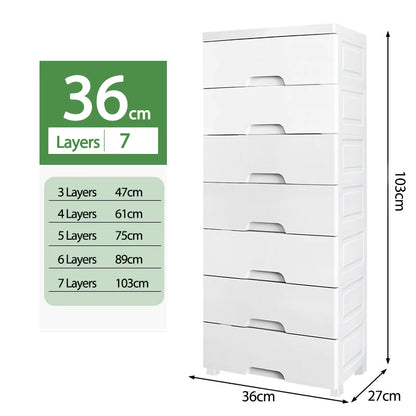 Drawer Storage Cabinet 7 Tier, 36 Cm- White