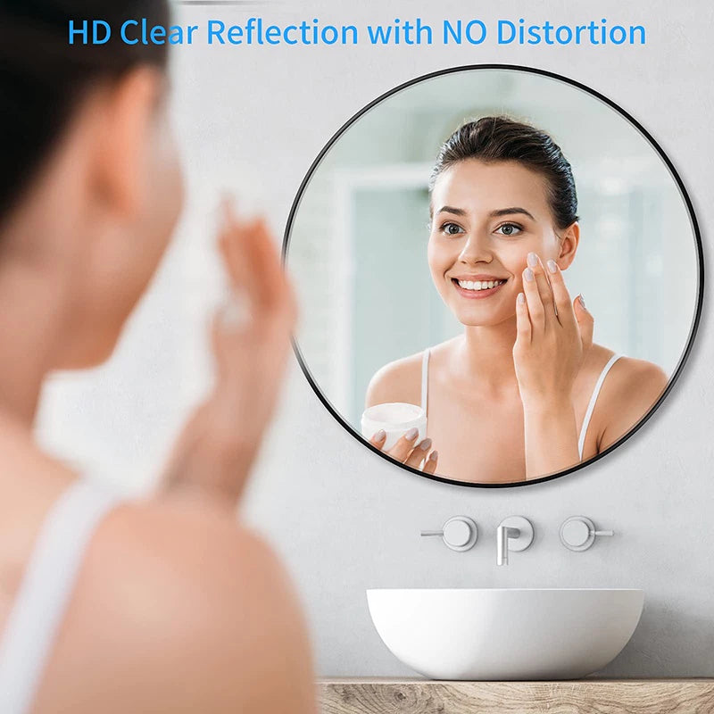 Round Bathroom Mirror -WH - 50 - Shelf