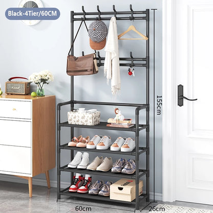 Shoe Rack Shelf 4 Tier - Black (60CM x 26CM x 155CM)