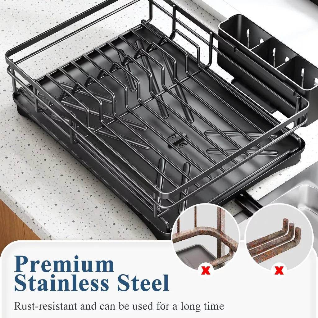 Dish Drainer with Utensil Holder-A75 / 1 Layer White - Thebrands