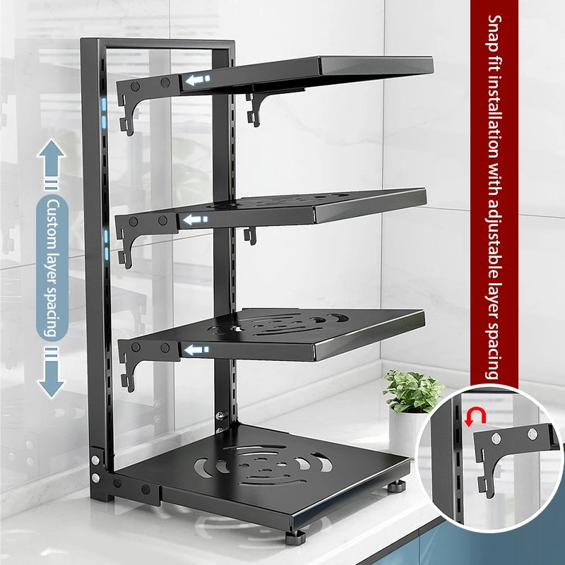 Pot Rack 2-4 Tiers  SS Adjustable - 4 Layers White