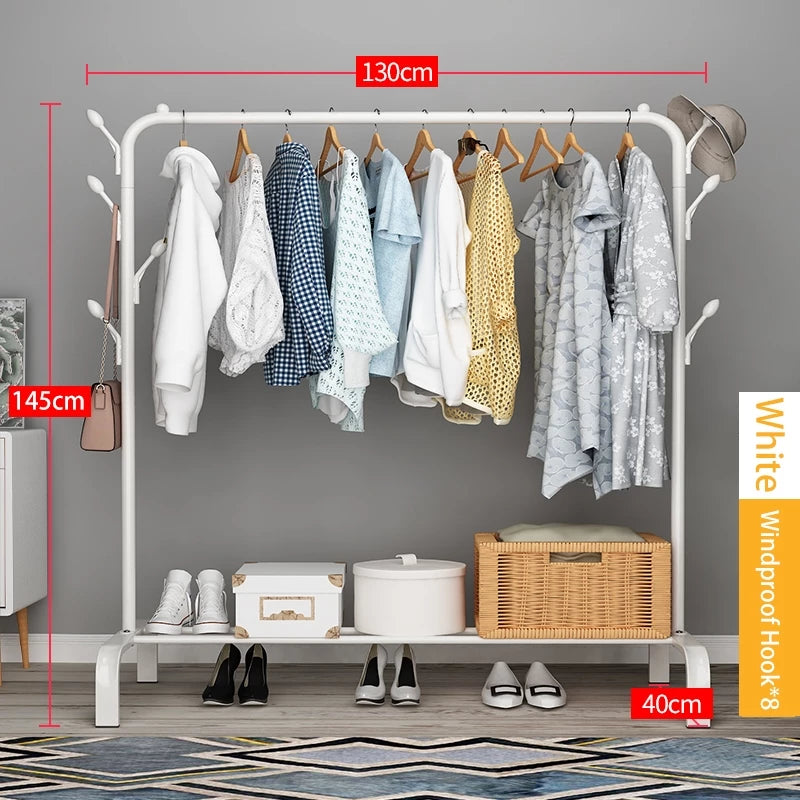 Laundary Cloth Rack Organizer  8 Hooks, White