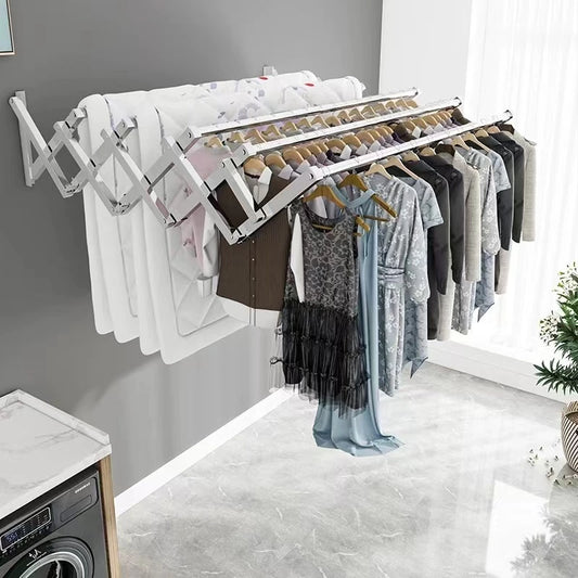 Retractable Cloth Hanger 3 Bar Folding Drying Rack