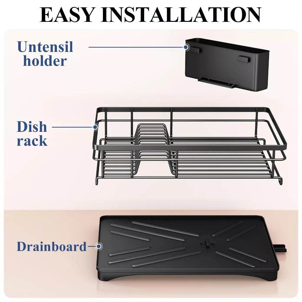 Dish Drainer with Utensil Holder-A75 / 1 Layer White - Thebrands