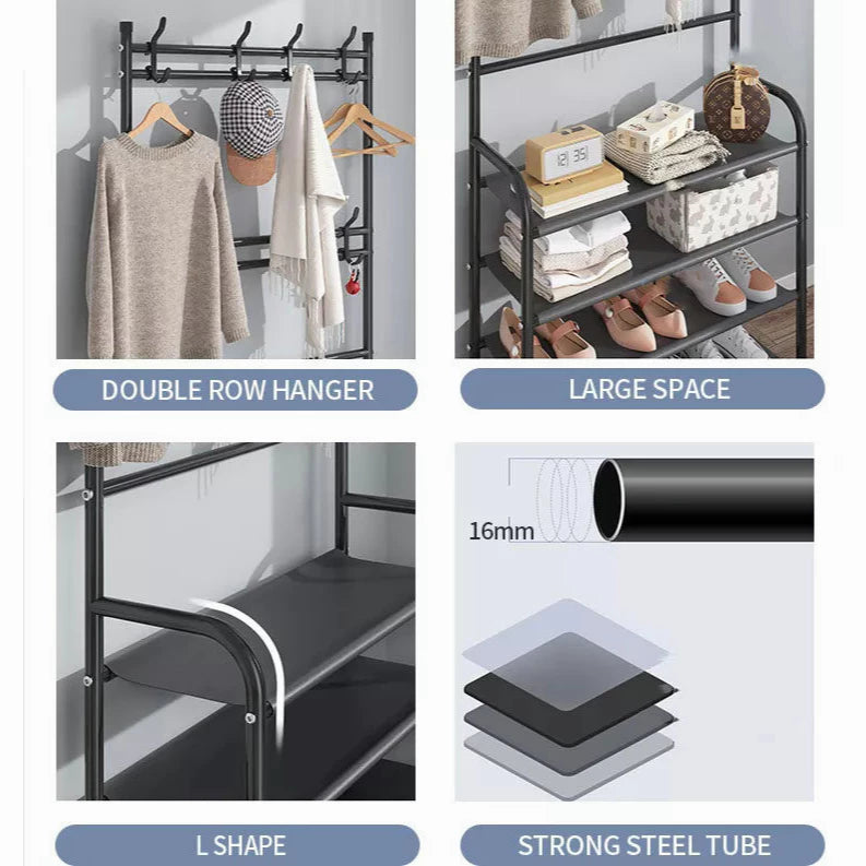 Shoe Rack Shelf 3 Tier - Black (60CM x 26CM x 138CM)