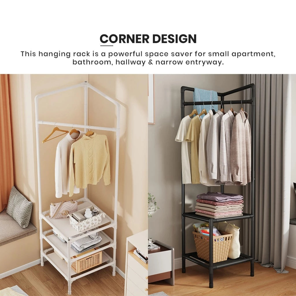 Corner Storage Rack  3 Layer Hook  - White