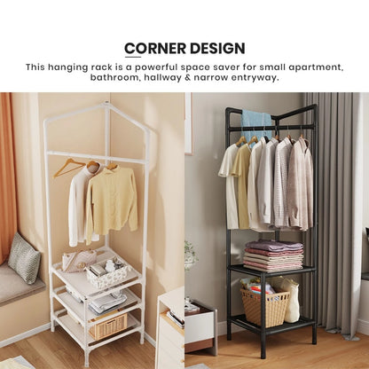 Corner Storage Rack  3 Layer Hook  - White