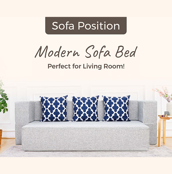 New Age Sofa Bed Silver 3 Seater  with 2 Cushions