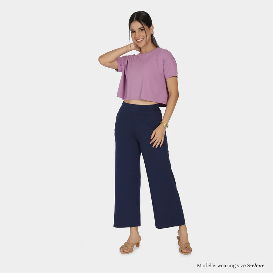 AM:PM Cotton Wide Legged Pants (Naina Navy)