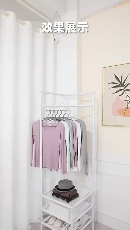 Corner Storage Rack  3 Layer Hook  - White