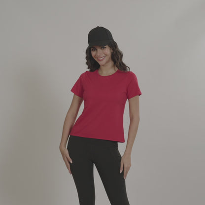 Softest Tee - Crew Neck T-shirt  Top (Riddhi Red)