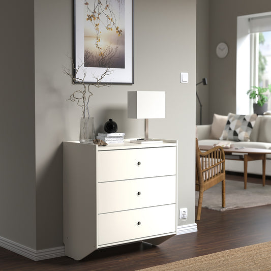RACKNAS Chest of 3 drawers, white/wall mounted, 69x78 cm
