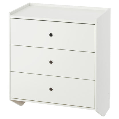 RACKNAS Chest of 3 drawers, white/wall mounted, 69x78 cm