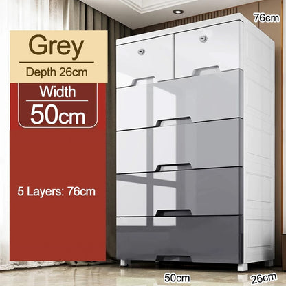Drawer Storage Cabinet 5 Tier, 50Cm - Grey