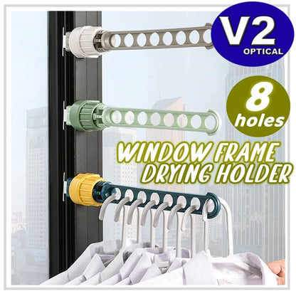 8 Hole Portable Hanging Drying Rack - Green