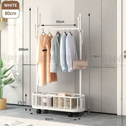 Cloth Rack With Basket Storage 80cm - White