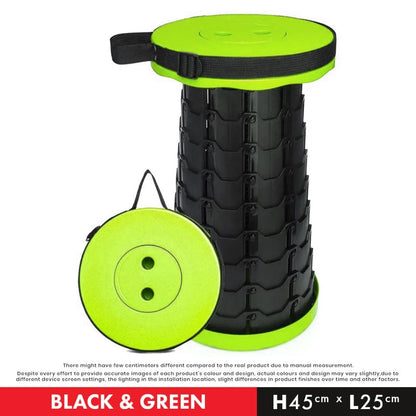 Outdoor Foldable Telescopic Stool - Green + Black