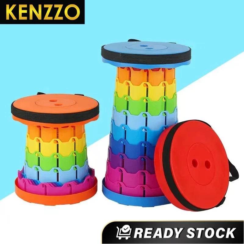 Foldable Telescopic Stool Multicolor (Blue) - Thebrands