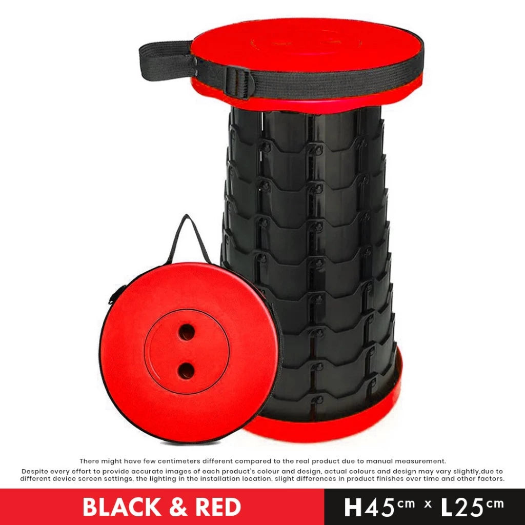Outdoor Foldable Telescopic Stool - Red + Black