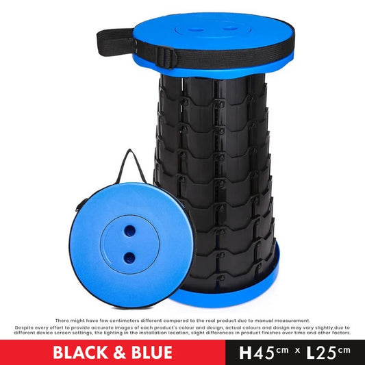 Outdoor Foldable Telescopic Stool - Blue + Black
