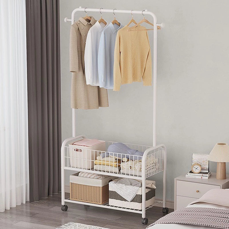 Clothes Rack With Basket - White 60 Cm