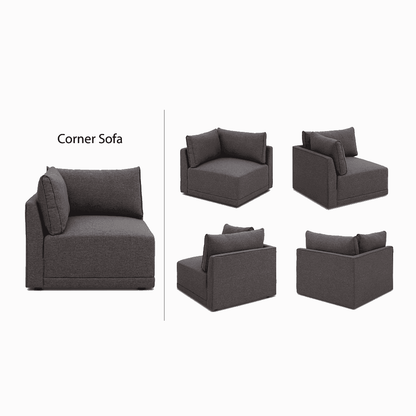 FABRIC SOFA SINGLE SEATER CORNER (GREY) 90*190*20CM - Thebrands