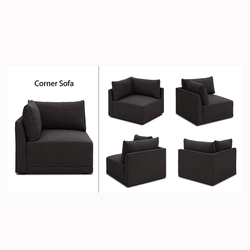 FABRIC SOFA SINGLE SEATER CORNER (BLACK) 90*190*20CM - Thebrands