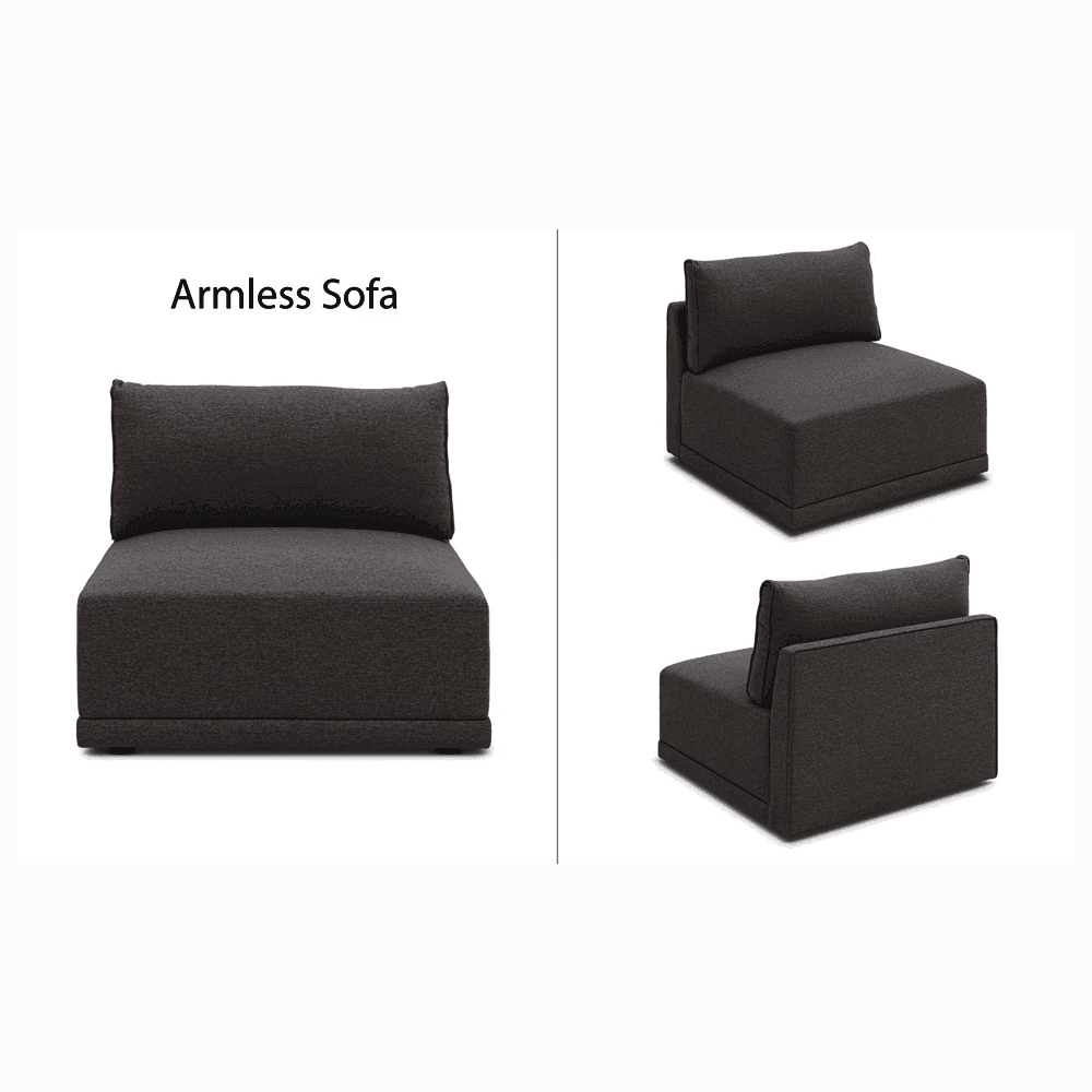 FABRIC SOFA SINGLE SEATER (BLACK) 152*190*20CM - Thebrands