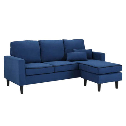 LUTHER Fabric L-shape Sofa - Dark Blue - Thebrands