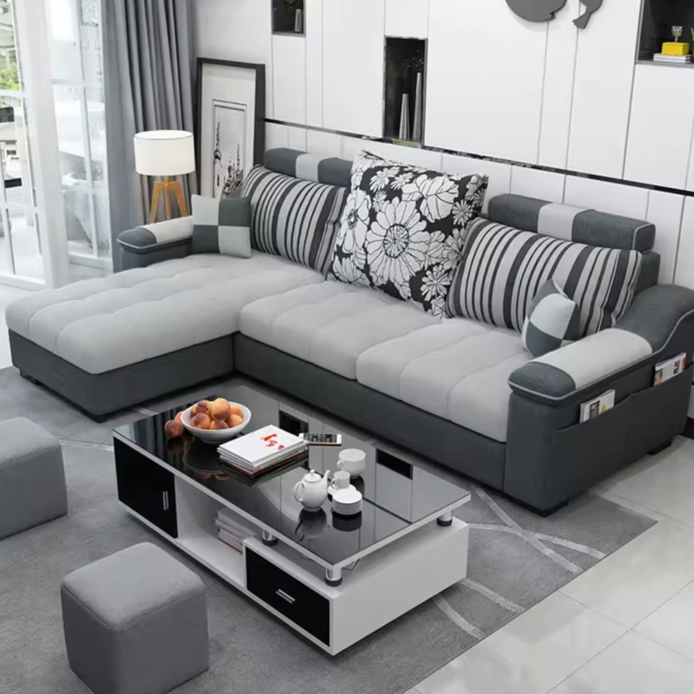 Modern L shaped Fabric sofa set