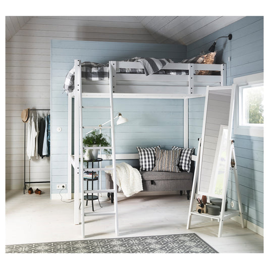 STORA Loft bed frame, white stain, 140x200 cm