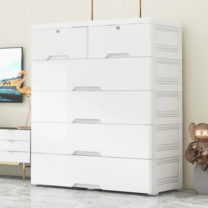 Drawer Storage Cabinet - White 5 Tier 50 Cm