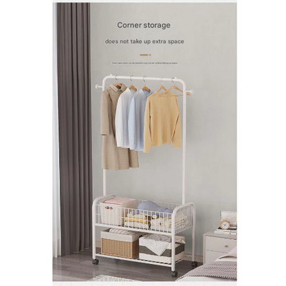 Clothes Rack With Basket - White 60 Cm