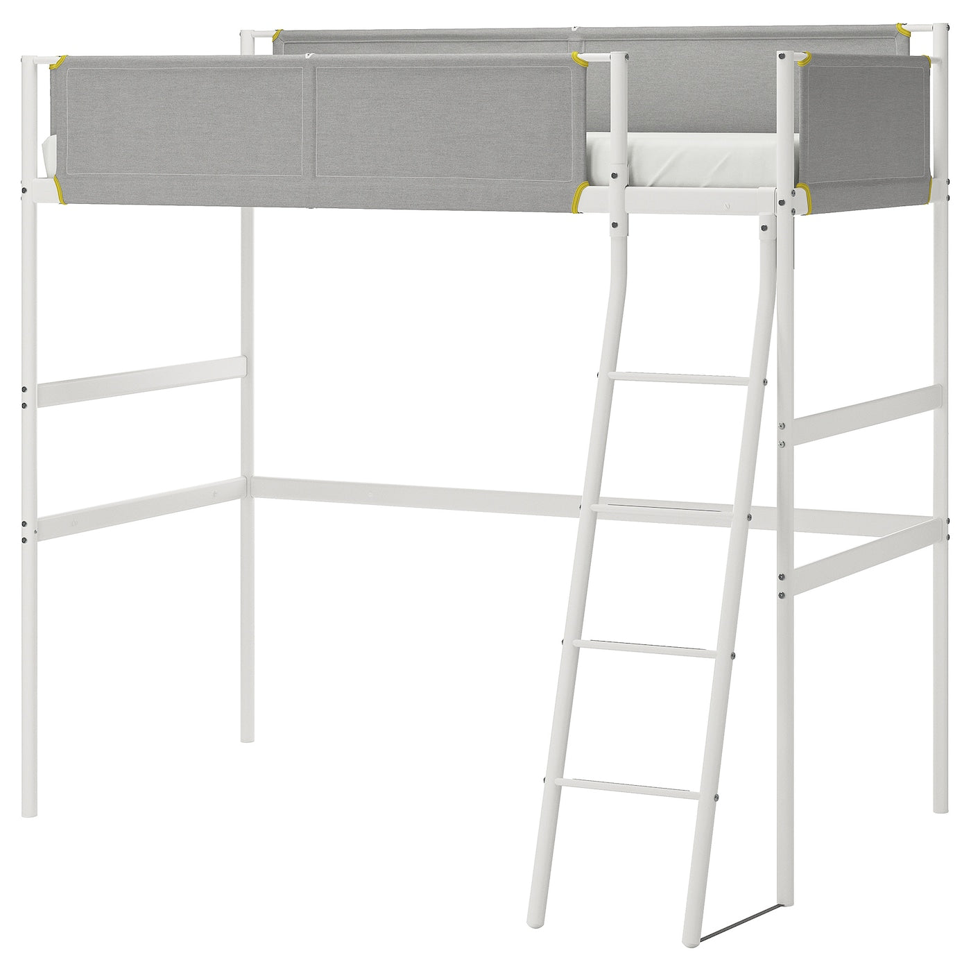 VITVAL Loft bed frame, white/light grey, 90x200 cm