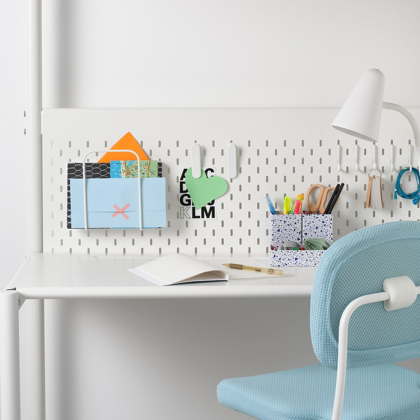 VITVAL Loft bed frame with desk top, white/light grey, 90x200 cm